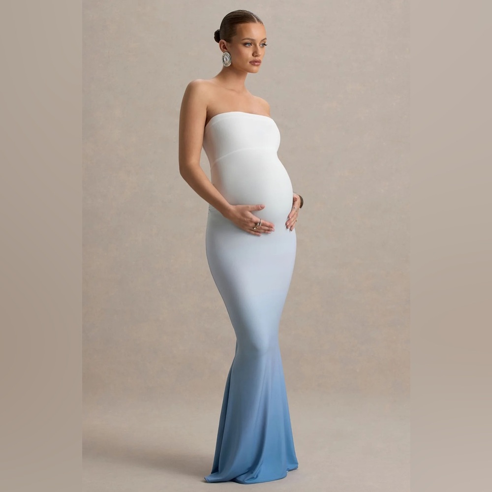Club L London Strapless White to Blue Dress